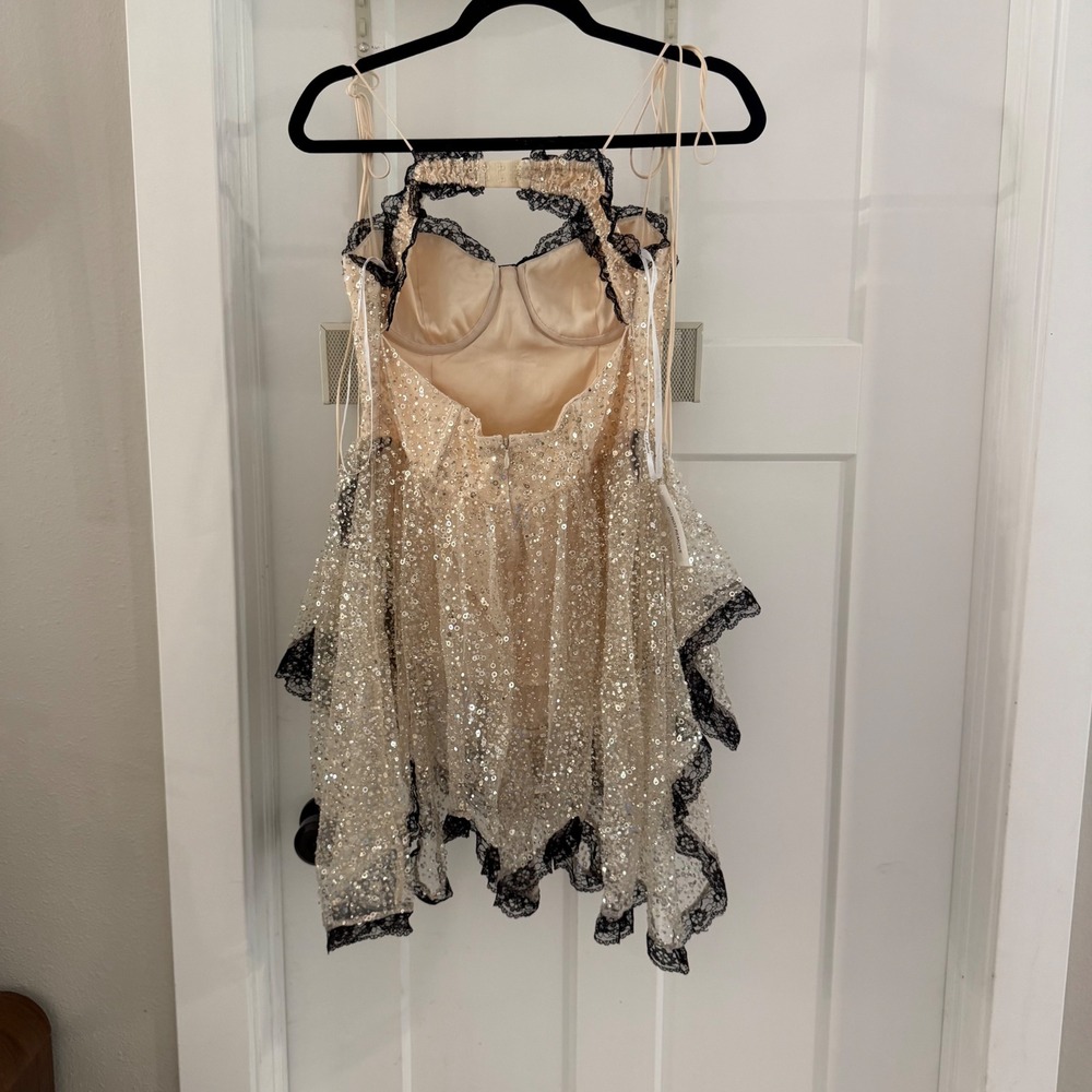 For Love & Lemons Crystal Elena Sequin Mini Dress M New Coquette Party Feminine - Picture 4 of 6